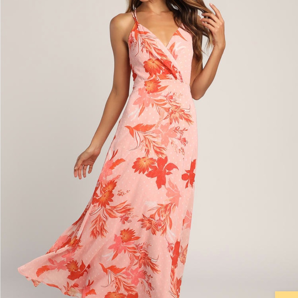 Feel The Vibe Pink Floral Print Maxi Dress